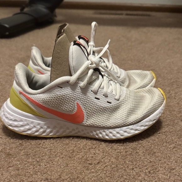 Nike Shoes - Nike White and Pink Sneakers with Yellow Accents